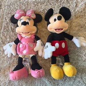 Disney Mickey and Minnie Mouse Plush Set - Black, Pink, Red, Yellow